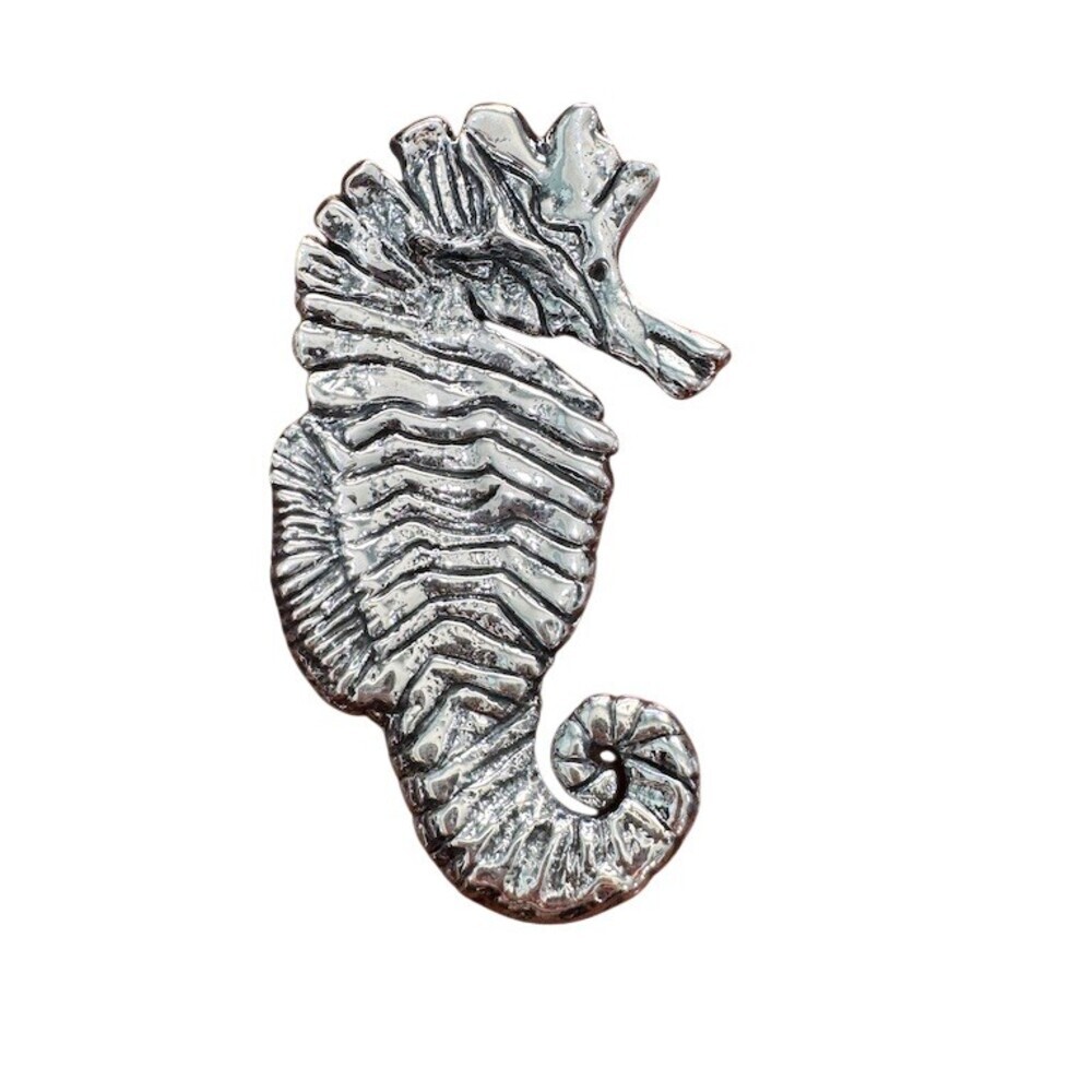 .999 Sterling Silver Large Seahorse Nautical Sea Life Statement Charm Pendant